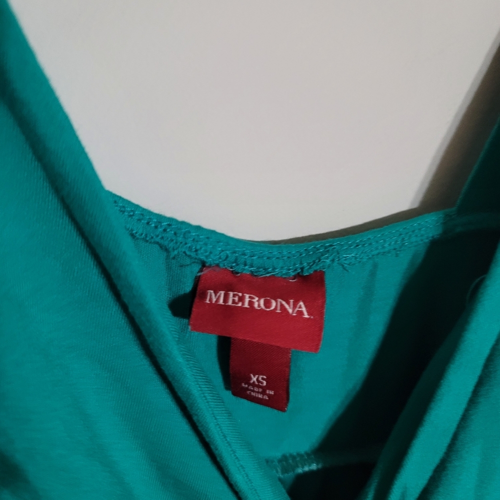Merona Dress Size XS Teal Green‎ Sleeveless Stretch Sundress Church Office - Picture 2 of 3